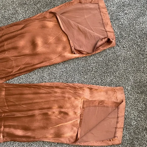 ZARA satin copper brown pajama pants - Picture 11 of 12